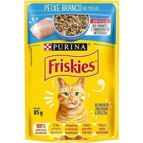 Sachê Friskies Gatos Peixe Branco 85g